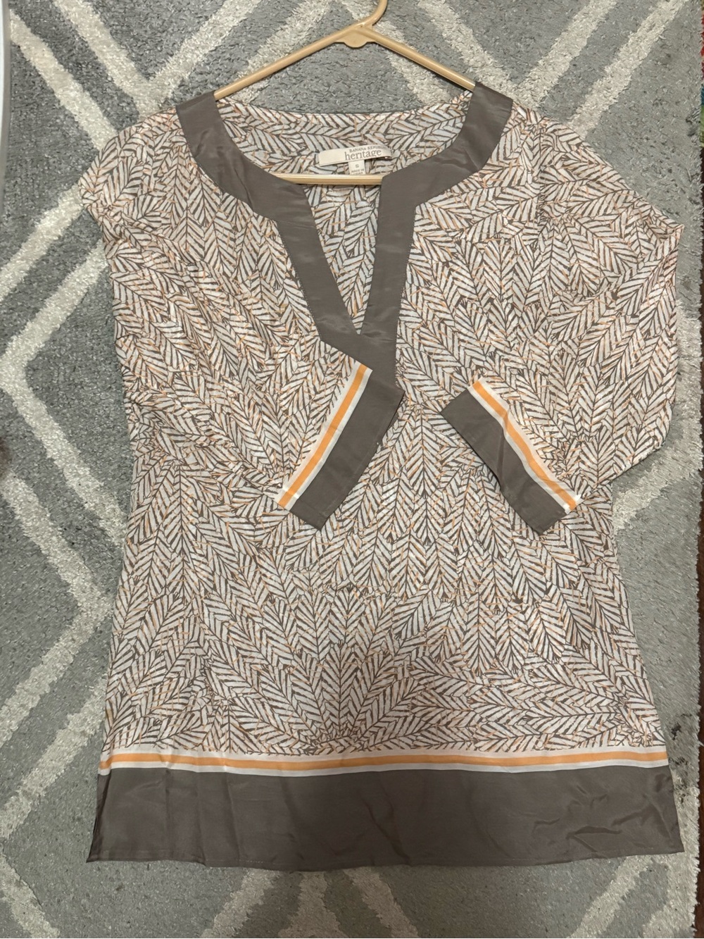 Banana Republic Cream Tunic with Brown and Orange Print